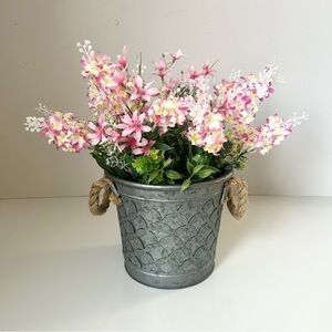 Cottage Style Bucket of Spring Flowers